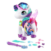 VTech Styla the Bloom Bright Unicorn Interactive Toy - French Edition, Electronic Singing Pet with Magic Wand and Hair Accessories