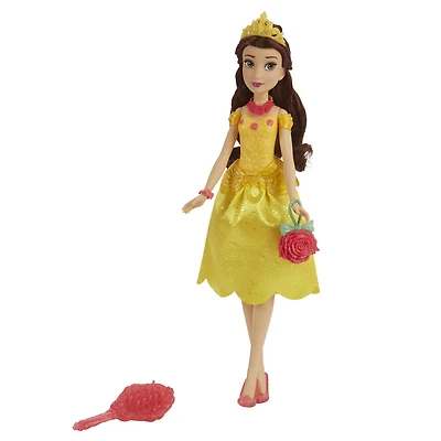 Disney Princess, Princesse et surprises, poupée mannequin Belle, 10 vêtements et accessoires