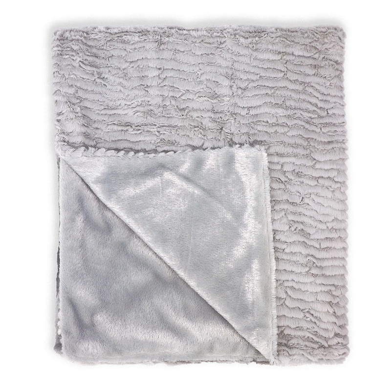 Signature Mode Bébé Couverture en peluche striée : gris