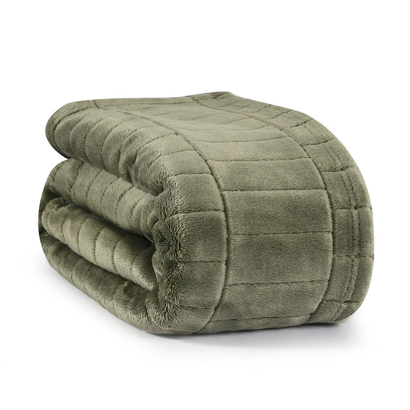 Recycled Cozy Textured Throw, Green 50" x 60"