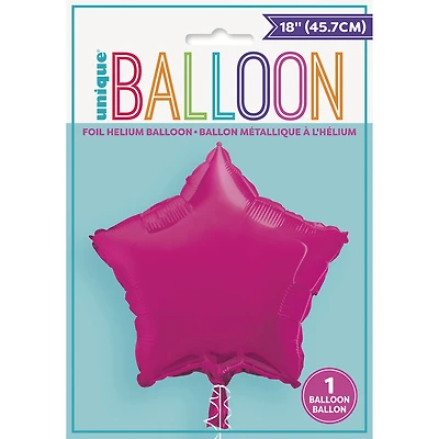 Solid Star Foil Balloon 18" Hot Pink