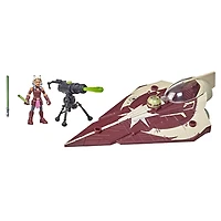 Star Wars Mission Fleet, Ahsoka Tano, Delta-7 Jedi Starfighter, Attaque en chasseur stellaire, figurine et véhicule, 6 cm