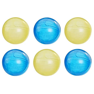 Nerf Super Soaker Hydro Balls 6-Pack, Reusable Water-Filled Balls Burst on Impact, Fast Refill, 2 Colors