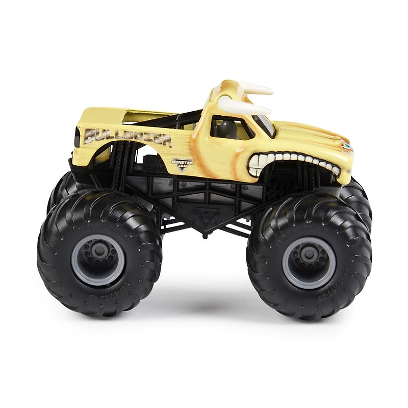 Monster Jam, Monster trucks officiels en métal moulé Bulldozer Vs. Racing Stripes, échelle 1:64