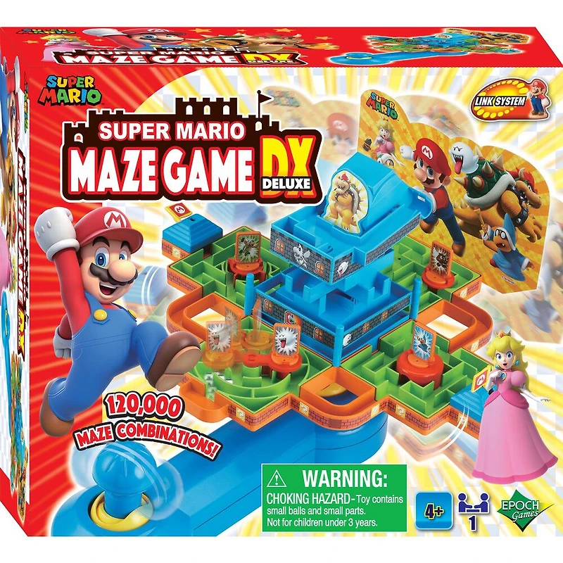 Epoch Games Super Mario Maze Game DX, Tabletop Skill and Action Game with Collectible Super Mario Action Figures  - R Exclusive - English Edition