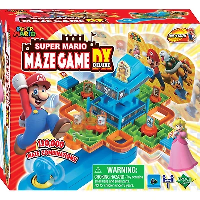Epoch Games Super Mario Maze Game DX, Tabletop Skill and Action Game with Collectible Super Mario Action Figures  - R Exclusive - English Edition