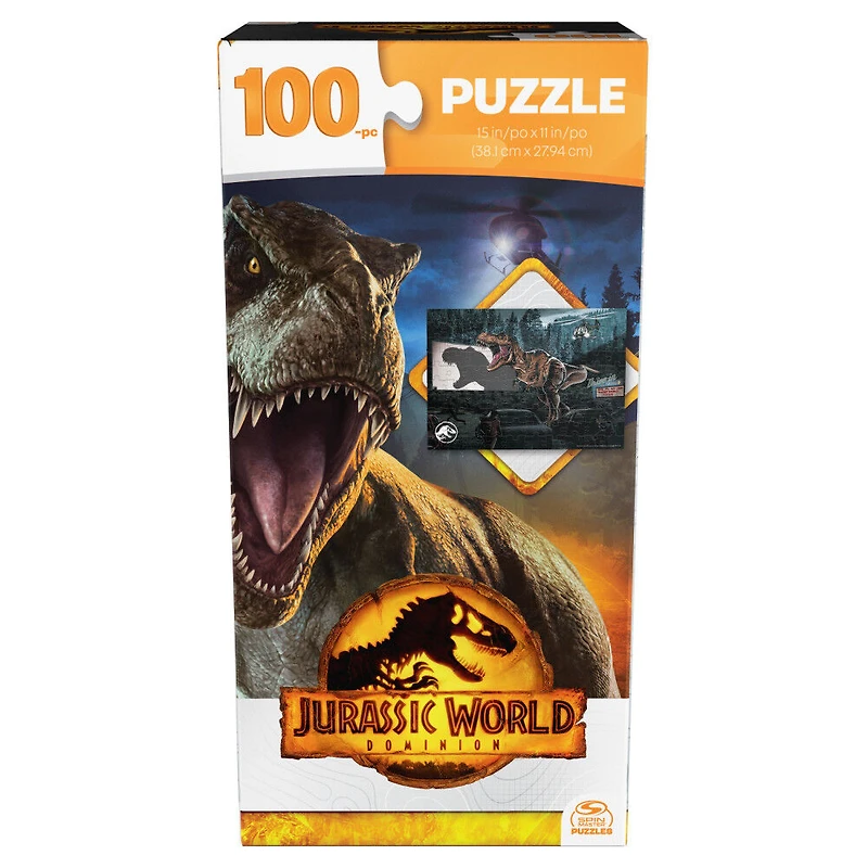 Jurassic World, Dominion 100-Piece Jigsaw Puzzle Dinosaur Park Movie Drive-in Theater Artwork in Easy Storage Tower