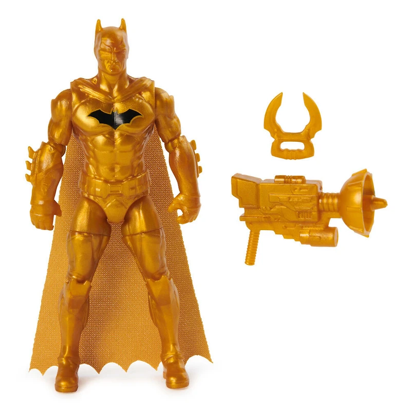 DC Comics, Figurine articulée Rebirth Batman métallique avec 2 accessoires mystère, 10 cm