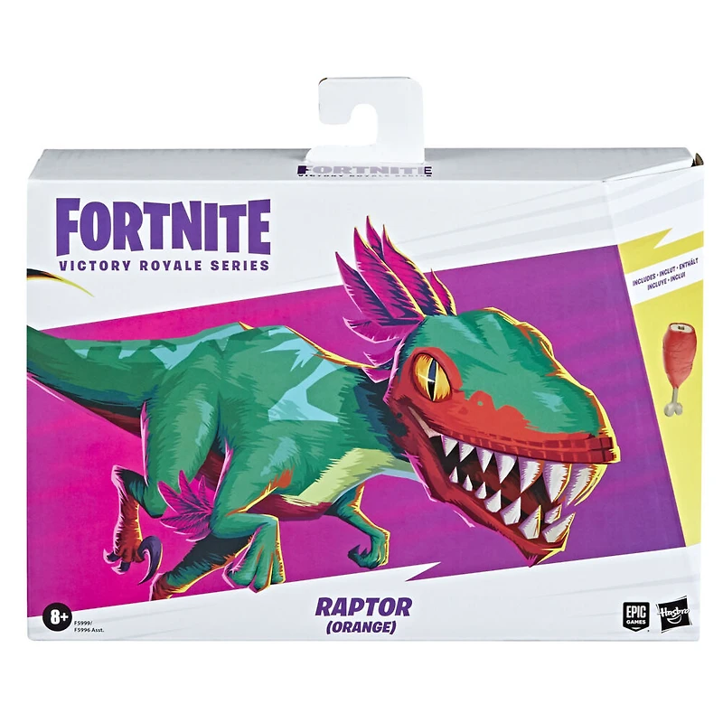 Hasbro Fortnite Victory Royale Series, figurine articulée Raptor (orange) avec accessoire, 15 cm