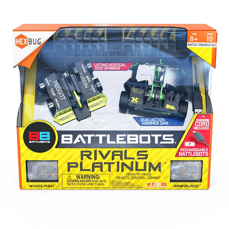 HEXBUG, BattleBots Rivals Platinum (Whiplash et Sawblaze), Robots radiocommandés pour enfants, jouets STEM