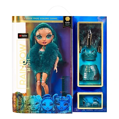 Rainbow High Jewel Richie - Poupée-mannequin vert émeraude avec vitiligo
