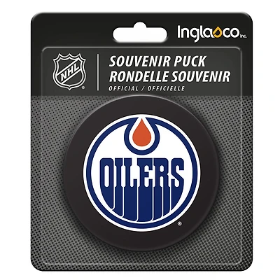 Rondelle noire de base des Edmonton Oilers de la LNH dans un emballage blister