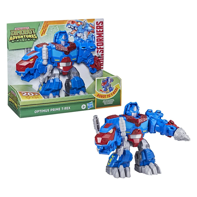 Transformers Dinobot Adventures, jouet convertible Optimus Prime T-Rex avec sons et lumières