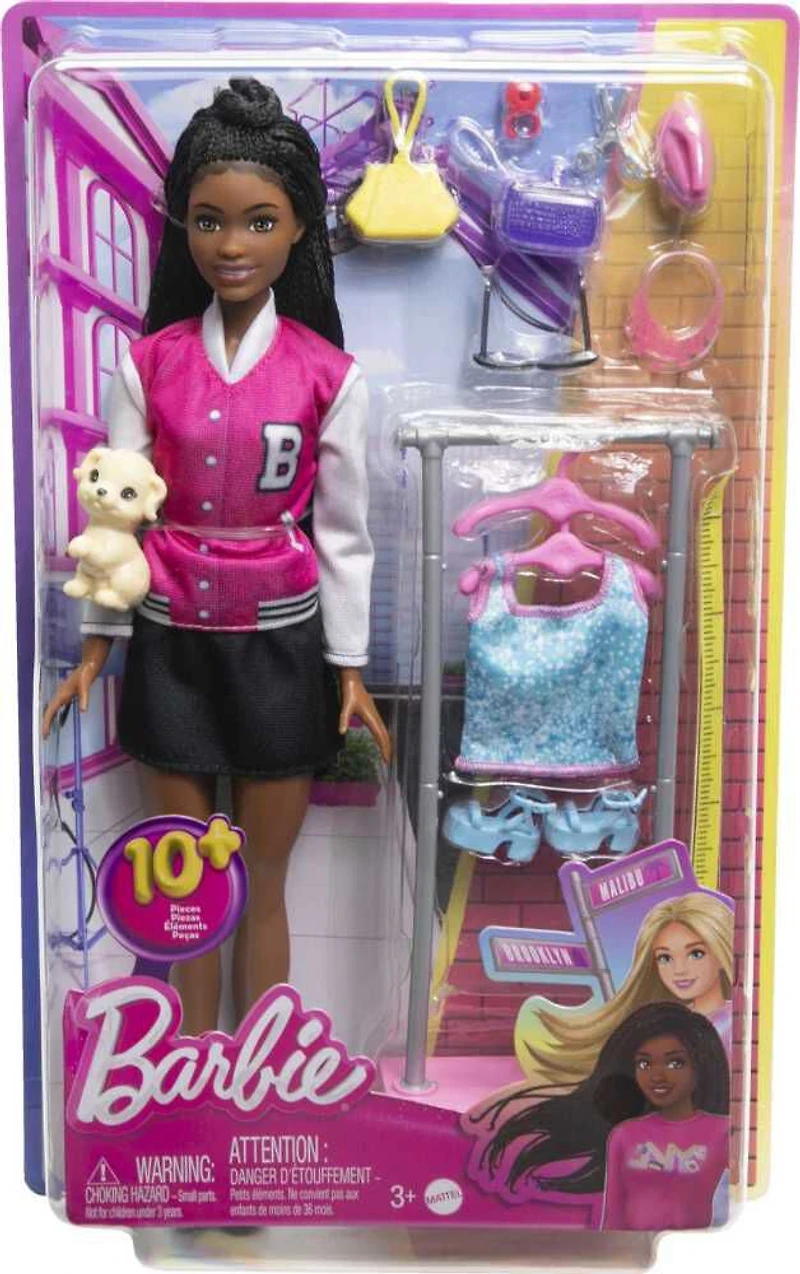 Barbie -Brooklyn -Coffret de jeu -Poupée Coiffeuse et 14 accessoires