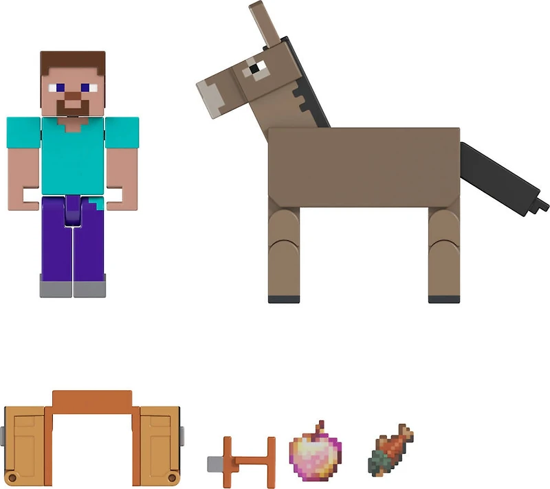 Minecraft-Steve et l'Âne-Coffret avec 2figurines et accessoires