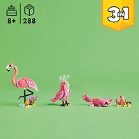 LEGO Creator 3 in 1 Wild Animals: Pink Flamingo Playset - Building Toy with 3 Building Options, Pink Flamingo, Cockatoo, or Axolotl - 31170