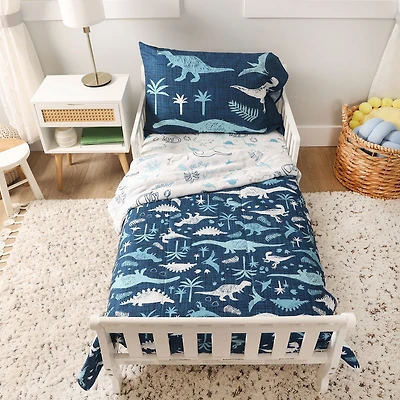 3-Piece Toddler Bedding Set, Blue Dinosaur