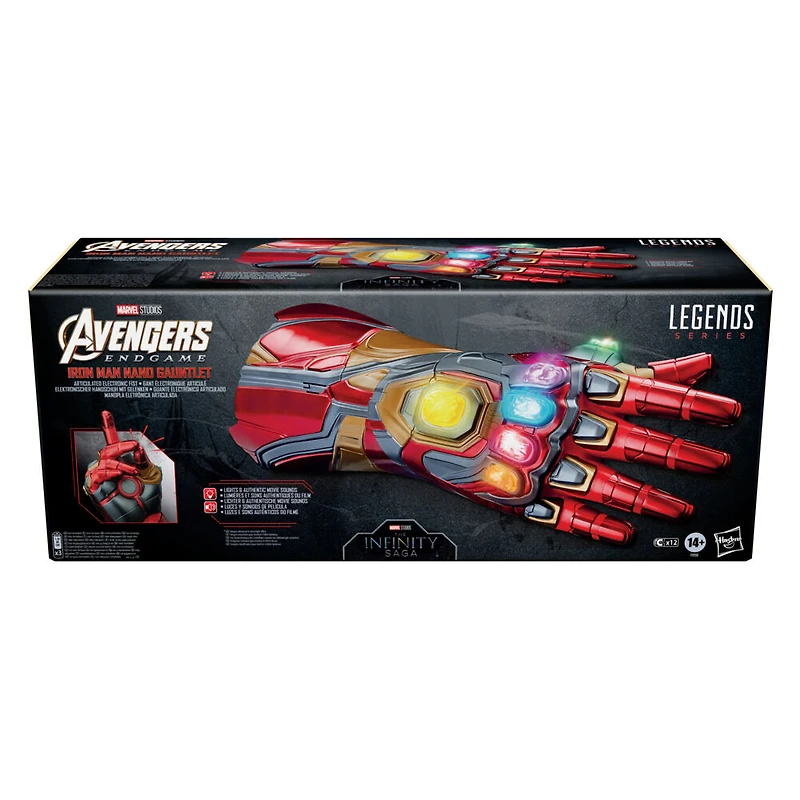 Marvel Legends Series, gant électronique articulé Iron Man Nano Gauntlet, lumières