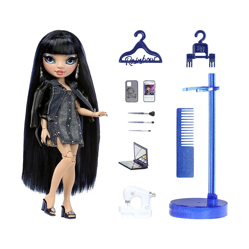 Rainbow High Kim : Poupée-mannequin bleu denim