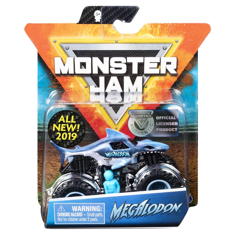 Monster Jam, Monster truck authentique Megalodon en métal moulé à l'échelle 1:64