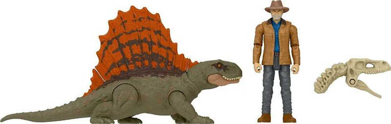 Coffret humain et dino Dr Alan Grant et Dimétrodon Jurassic World: Dominion avec figurine d'humain, figurine de dinosaure et accessoires