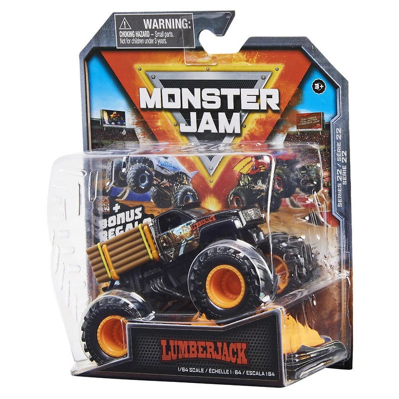 Monster Jam, Monster truck Lumberjack officiel, véhicule en métal moulé, série Arena Favorites, échelle 1:64, jouets pour garçons à partir de 3 ans