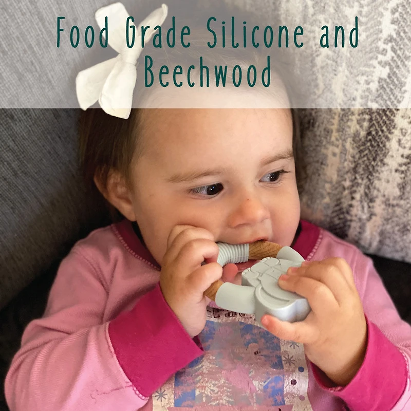 Anneau de dentition en silicone et hêtre - Éléphant "Elly"