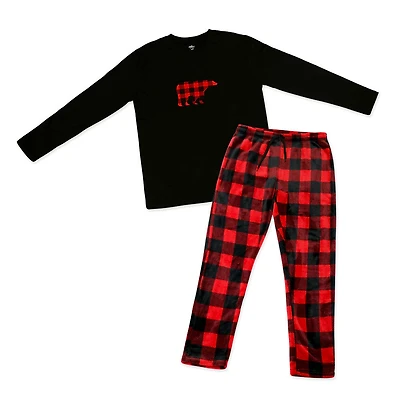 J&L Designs Men's 2-Piece Set Pajama Buffalo Bear