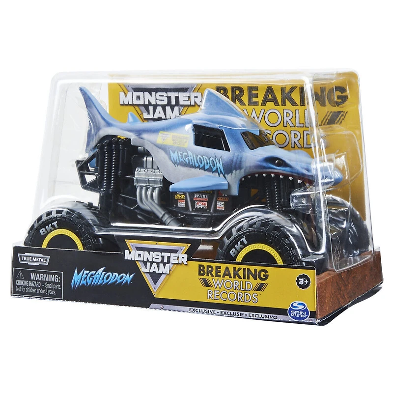 Monster Jam, monster truck officiel en métal moulé Megalodon Breaking World Records, échelle 1:24