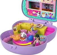 Polly Pocket- Coffret Restaurant Chat Zen, 2 micro-poupées, 12 acc.