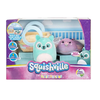 Squishville peluche, ensemble d'accessoires - Fête de piscine