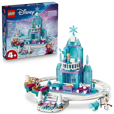 LEGO Disney La Reine des Neiges Le Château de Glace et la Promenade dans la Neige d'Elsa, Ensemble de Construction de Jouet pour les 4 Ans et Plus 43281