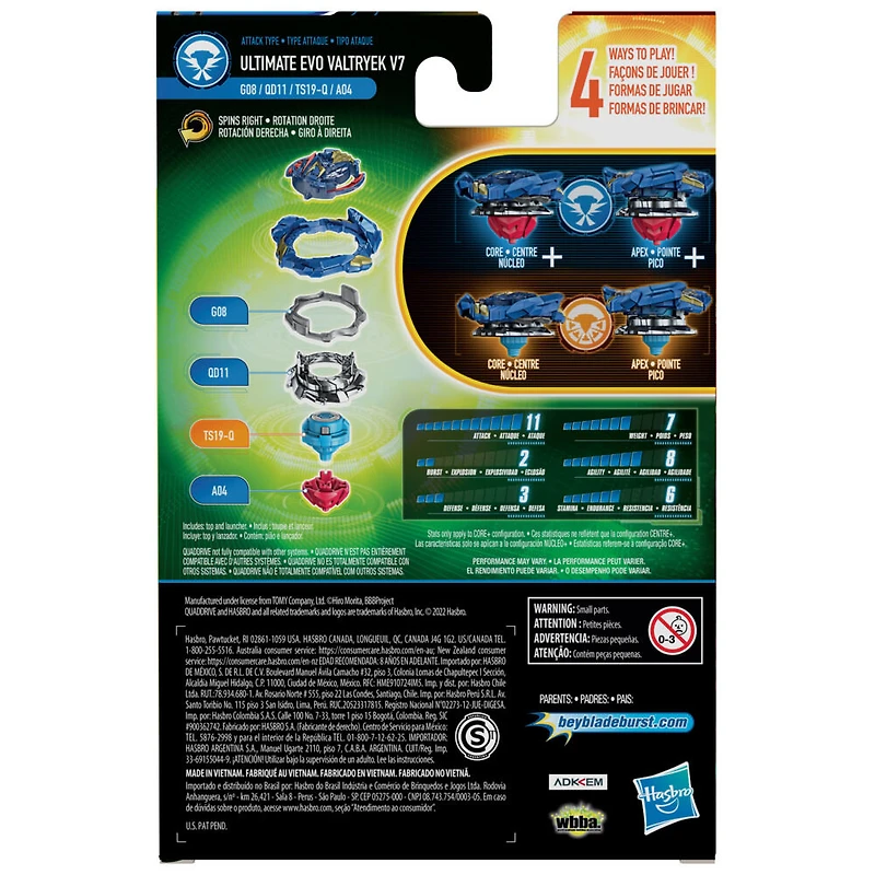 Beyblade Burst QuadDrive, Starter Pack avec toupie Ultimate Evo Valtryek V7