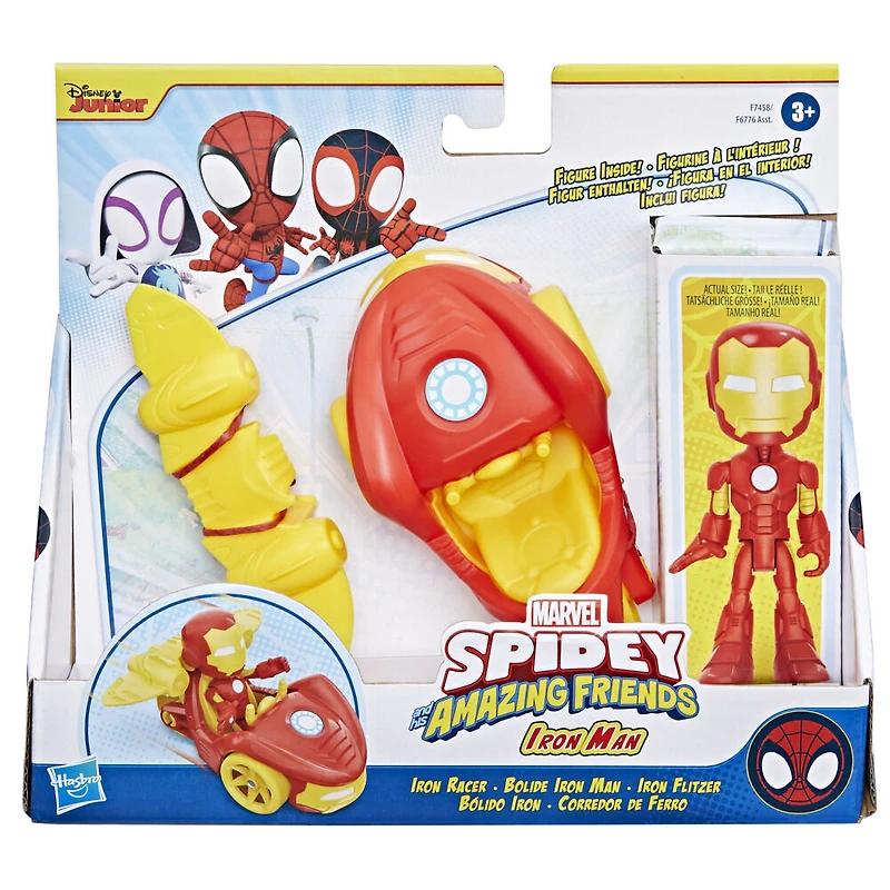 Marvel Spidey et ses Amis Extraordinaires, coffret Bolide Iron Man, figurine avec véhicule et accessoire, jouets préscolaires