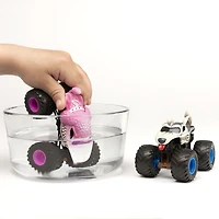Monster Jam, Coffret de 2 monster trucks officiels en métal moulé Monster Mutt Poodle vs. Monster Mutt Husky qui changent de couleur, échelle 1:64