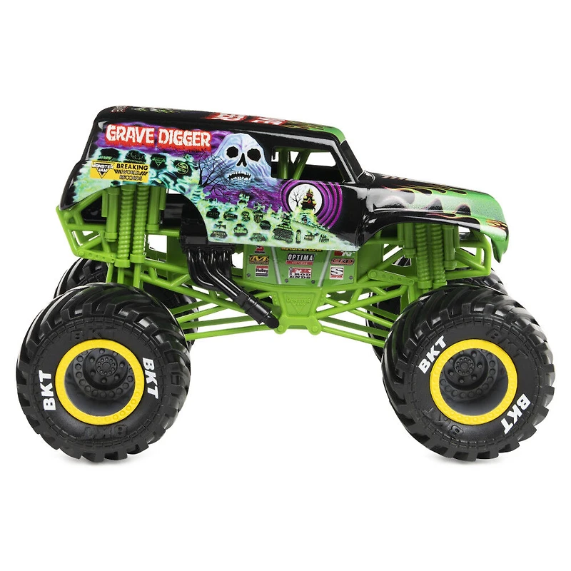 Monster Jam, Monster truck officiel en métal moulé Grave Digger Breaking World Records, échelle 1:24