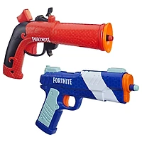 Nerf Fortnite Dual Pack, inclut 2 blasters Nerf, blaster à fléchettes Flint-Knock, blaster à fléchettes LP, 6 fléchettes en mousse Nerf Elite