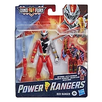 Power Rangers Dino Fury, figurine articulée Ranger rouge de 15 cm inspirée de la série, avec clé Dino Fury et accessoire