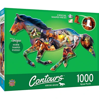 "Contours" - "Horsing Around" - Puzzle En Forme De 1000 Pièces