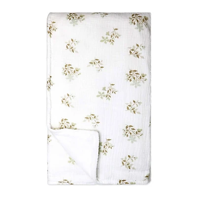 Baby Mode Signature Muslin Plush Blanket: Tan Folliage