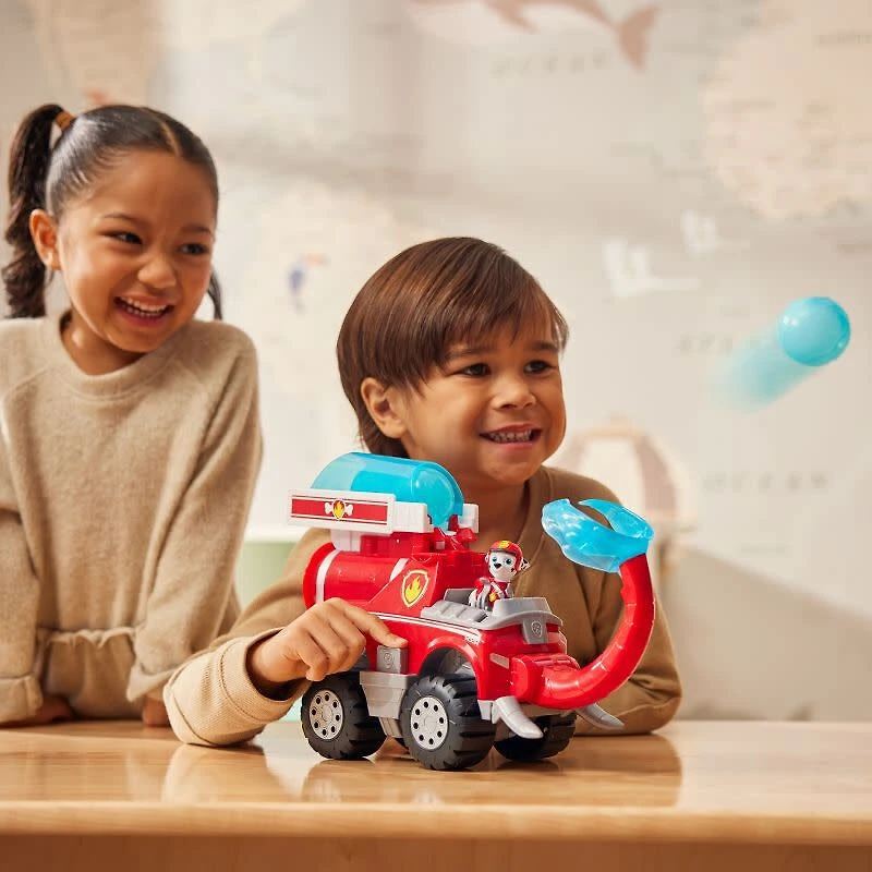 PAW Patrol Jungle Pups, Marshall's Deluxe Elephant Vehicle avec lance-projectile, Camion avec figurine articulée