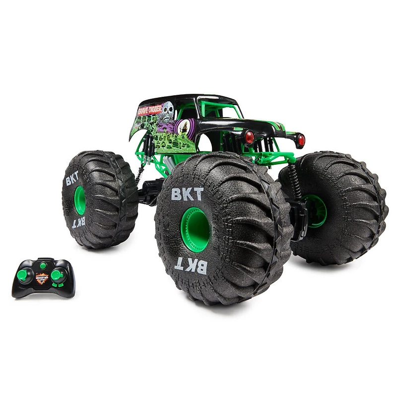 Monster Jam, Monster truck tout-terrain radiocommandé Mega Grave Digger officiel, plus de 60 cm de haut, échelle 1:6