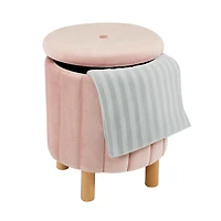 Kvell Pouf De Rangement Rond 15" Rose