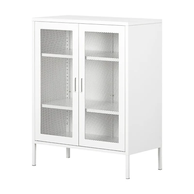 Crea Meuble de rangement avec portes grillagées en métal Blanc solide