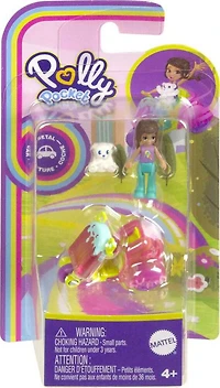 Polly Pocket Micro Doll with Ice Cream-Themed Die-cast 3-Wheeler and Mini Pet, Travel Toys