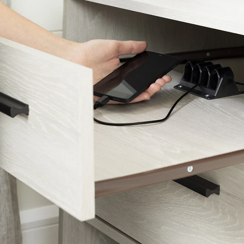 Fynn Table de chevet avec organisateur de fils Chêne hivernal