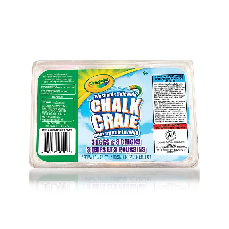 6 craies pour trottoir Crayola - oeufs et poussins