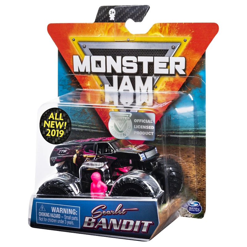 Monster Jam, Monster truck authentique Scarlet Bandit en métal moulé à l'échelle 1:64, série Danger Divas