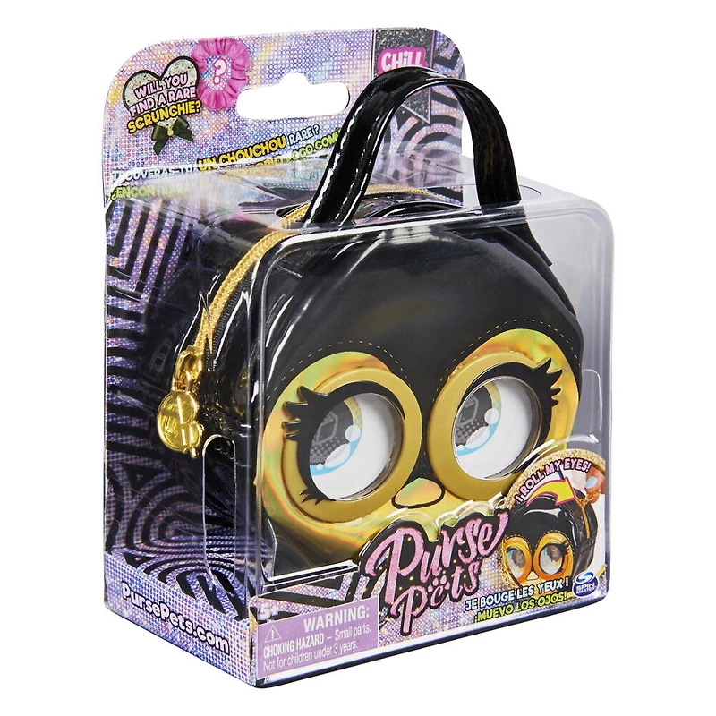 Micro Purse Pets, Pingouin Chill Chic, Petit sac à main élégant qui lève les yeux au ciel