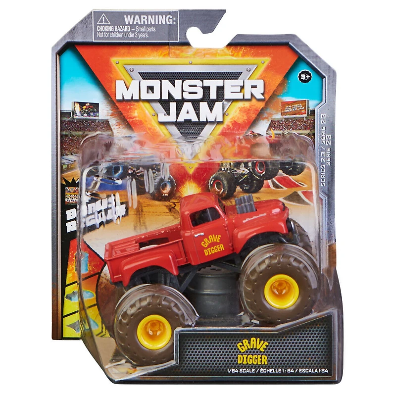 Monster Jam, Monster truck Grave Digger officiel, véhicule en métal moulé, série Retro Rebels, échelle 1:64